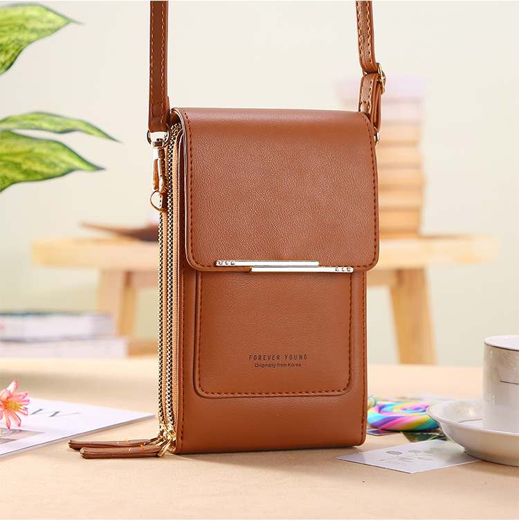 Women Bags Soft Leather Wallets Touch Screen ( brown colour )